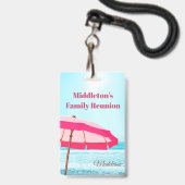 Familie- of groepsreünie Strand Oceaan Roze Paraso Badge (Voorzijde met lanyard)