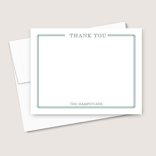 Familie of koppels Elegant Hunter Green Stationery Bedankkaart