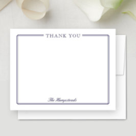 Familie of Koppels Elegant Schrift Blauwe Briefpap Bedankkaart