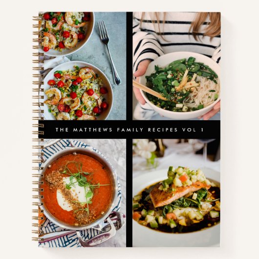 Familie ontvangt 4 Foto Recipe Collectie zwart Notitieboek (Voorkant)