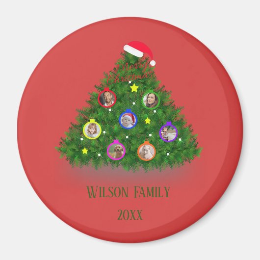 Familie op Kerstboom foto's Magneet (Voorkant)