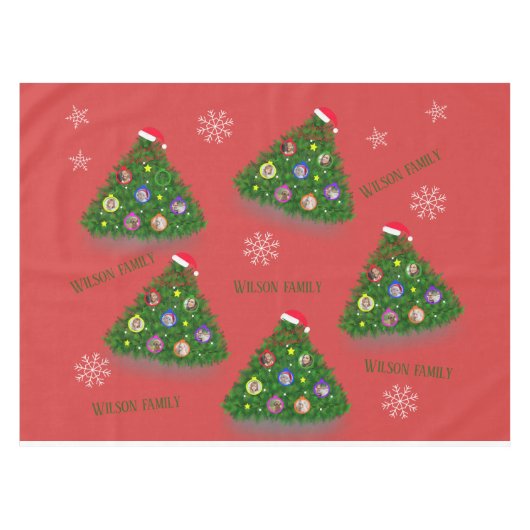 Familie op Kerstboom Tafelkleed (Voorkant (Horizontaal))