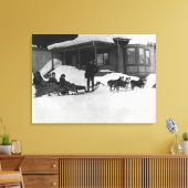 Familie op reis van Dog Sled in Alaska Canvas Afdruk (Insitu (Woonkamer))