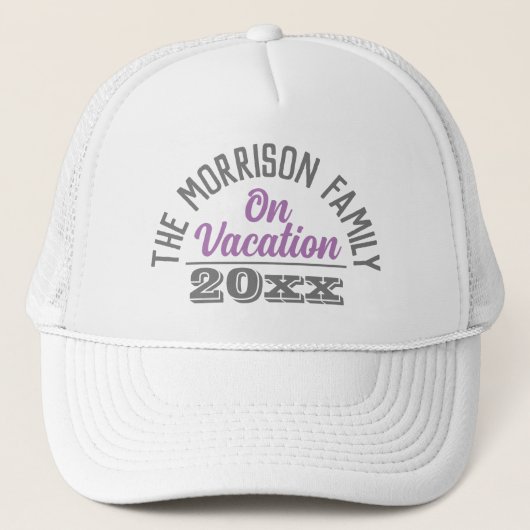 Familie op vakantiewagen trucker pet (Voorkant)