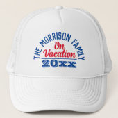 Familie op vakantiewagen trucker pet (Voorkant)