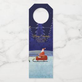 Familie/organisatienaam Blauw + Kerstman toevoegen Flessenhanger