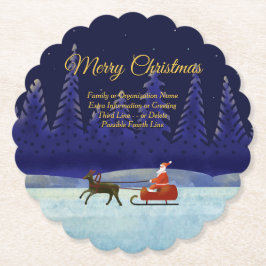 Familie/organisatienaam Blauw + Kerstman toevoegen Kartonnen Onderzetters