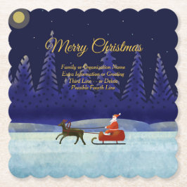 Familie/organisatienaam Blauw + Kerstman toevoegen Kartonnen Onderzetters