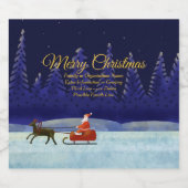 Familie/organisatienaam Blauw + Kerstman toevoegen Sparkling Wijnetiket (Enkel label)