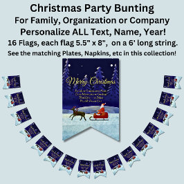 Familie/organisatienaam Blauw + Kerstman toevoegen Vlaggetjes