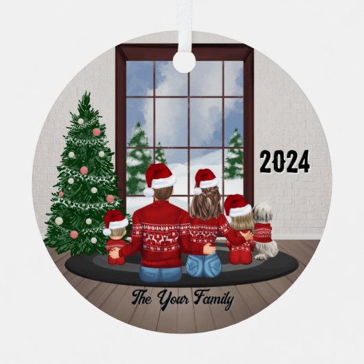 Familie ornament jonge meisje jongensouders (Voorkant)