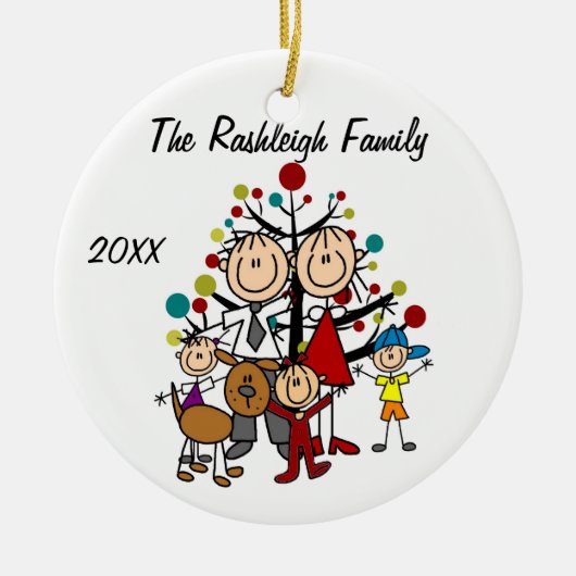 Familie ouders, twee meisjes, jongen, Ornament (Voorkant)