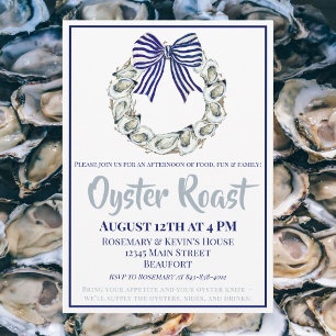 Familie Oyster Roast Oesterkrans Blauwe Witte Stri Kaart
