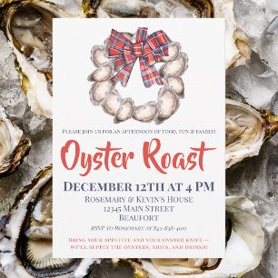 Familie Oyster Roast Oesterkrans Geruite Lint Kaart