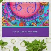 Familie Paarse  Bloemen Stippen Gepersonaliseerd Theedoek (Gevouwen)