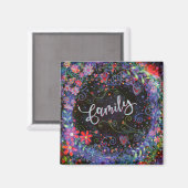 Familie Paarse Bloemen Whimsical Inspirerende Tren Magneet (Voorkant / Achterkant)