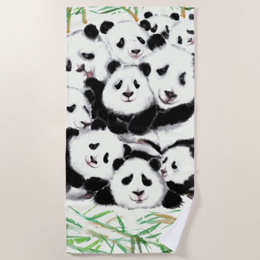 Familie Panda strandlaken (Voorkant)