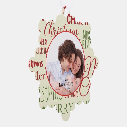 Familie Papier Ornament Kerst Kaart (Rechts)