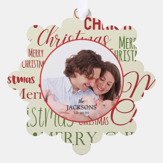 Familie Papier Ornament Kerst Kaart (Achterkant)