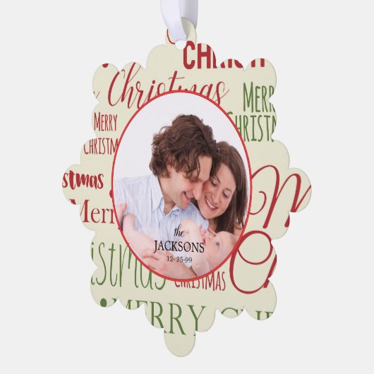 Familie Papier Ornament Kerst Kaart (Links)