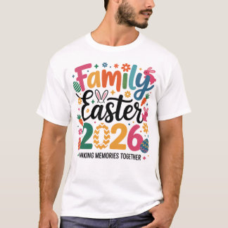 Familie Pasen 2026 Herinneringen Maken Retro Kleur T-shirt
