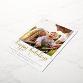 FAMILIE PHOTO CHRISTMAS leuke kalligrafie blij Folie Feestdagenkaart (Gedraaid)