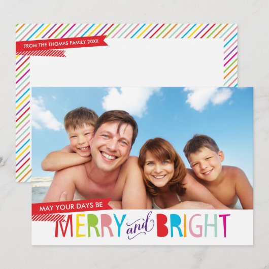 FAMILIE PHOTO CHRISTMAS modern, vrolijk Feestdagenkaart (Voorkant / Achterkant)