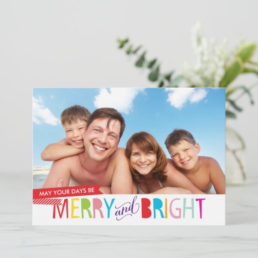 FAMILIE PHOTO CHRISTMAS modern, vrolijk Feestdagenkaart (Staand voorkant)