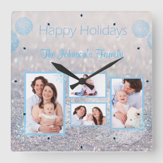 Familie PHOTO-kerstavond Vierkante Klok (Voorkant)
