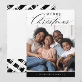 FAMILIE PHOTO Merry-kerstkalligrafie zwart Feestdagenkaart