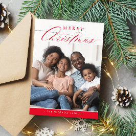 FAMILIE PHOTO Merry Kerstmis schattige kalligrafie Feestdagenkaart