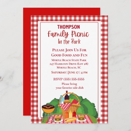 Familie Picknick Barbecue Grillen Kaart (Voorkant / Achterkant)