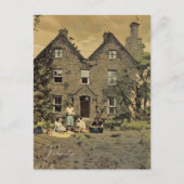 Familie Picknick Oude Landhuis Foto Vintage  Briefkaart (Voorkant)