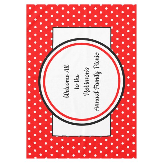 Familie Picnic Red White Polka Dots Tafelkleed (Voorkant)