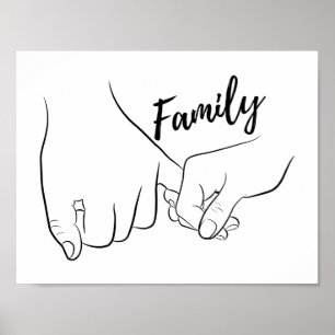 Familie Pinky Promise Minimale Lijn Kunst Eenvoudi Poster