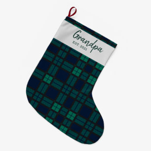 Familie Plaid Schrift Black Watch Tartan Grote Kerstsok