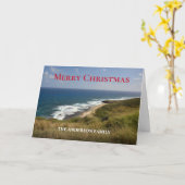 Familie Prettig Kerstfeest Zomer Oceaan Strand Aan Kaart (Gele Bloem)