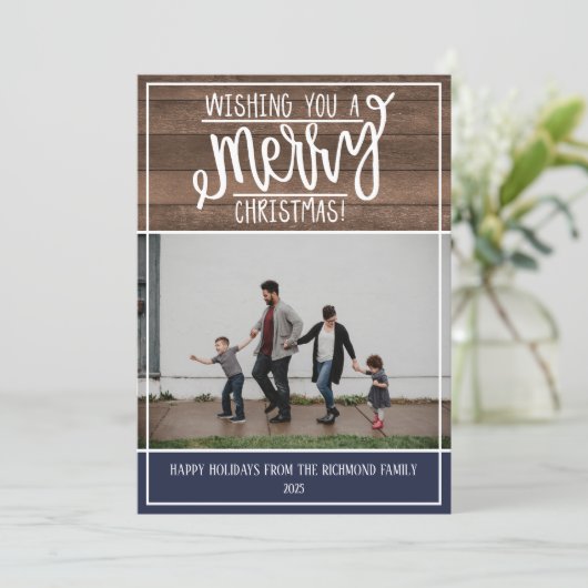 Familie Prettige feestdagen kerstfotokaart Feestdagenkaart (Staand voorkant)