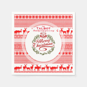  familie prettige kerstdagen rood PN2 Servet