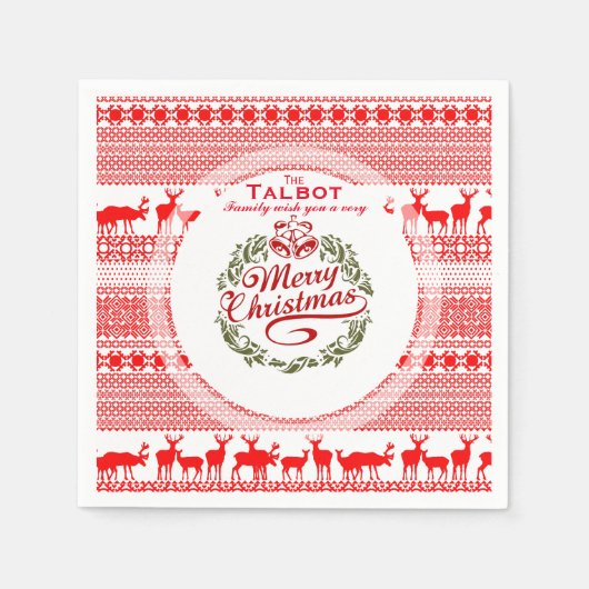  familie prettige kerstdagen rood PN2 Servet (Voorkant)