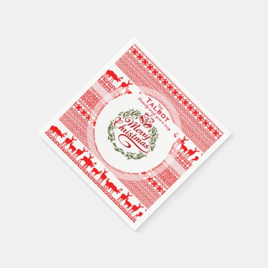  familie prettige kerstdagen rood PN2 Servet (Hoek)