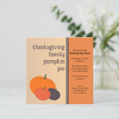Familie Pumpkin Pie Thanksgiving Diner Uitnodiging (Staand voorkant)