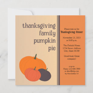 Familie Pumpkin Pie Thanksgiving Diner Uitnodiging
