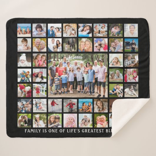 Familie Quote 45 Fotocollage gepersonaliseerd Sherpa Deken (Voorkant (horizontaal))