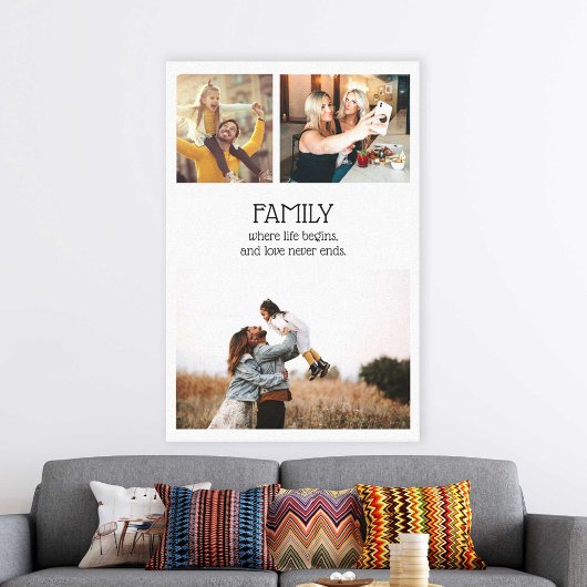 Familie Quote Fotocollage Modern gepersonaliseerd Canvas Afdruk