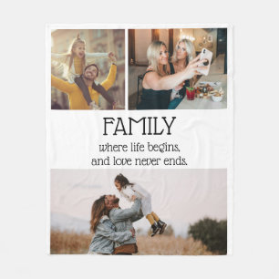 Familie Quote Fotocollage Modern gepersonaliseerd Fleece Deken