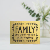 Familie Quote op Gold Leaf Briefkaart (Staand voorkant)