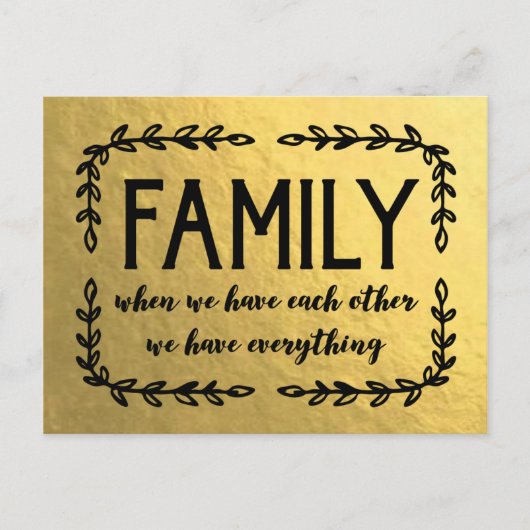 Familie Quote op Gold Leaf Briefkaart (Voorkant)