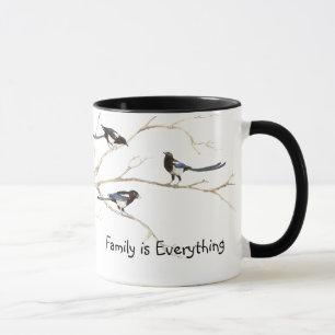 Familie Quote Waterverf Magpie Bird Familie Mok