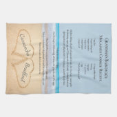 Familie Recept bruid hart blauw strand bruiloft th Theedoek (Horizontaal)